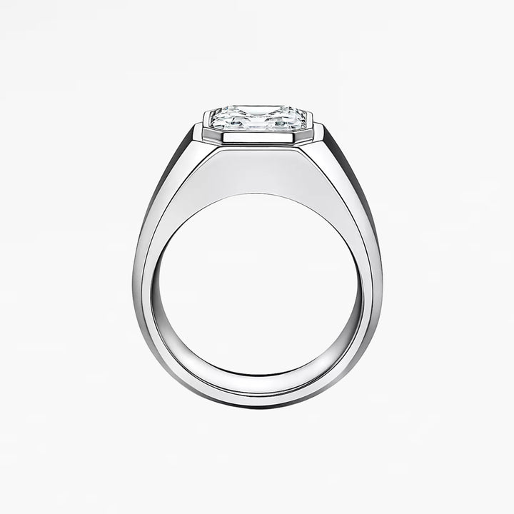 KASLO III Men's Engagement Ring with a Square Emerald-cut Diamond
