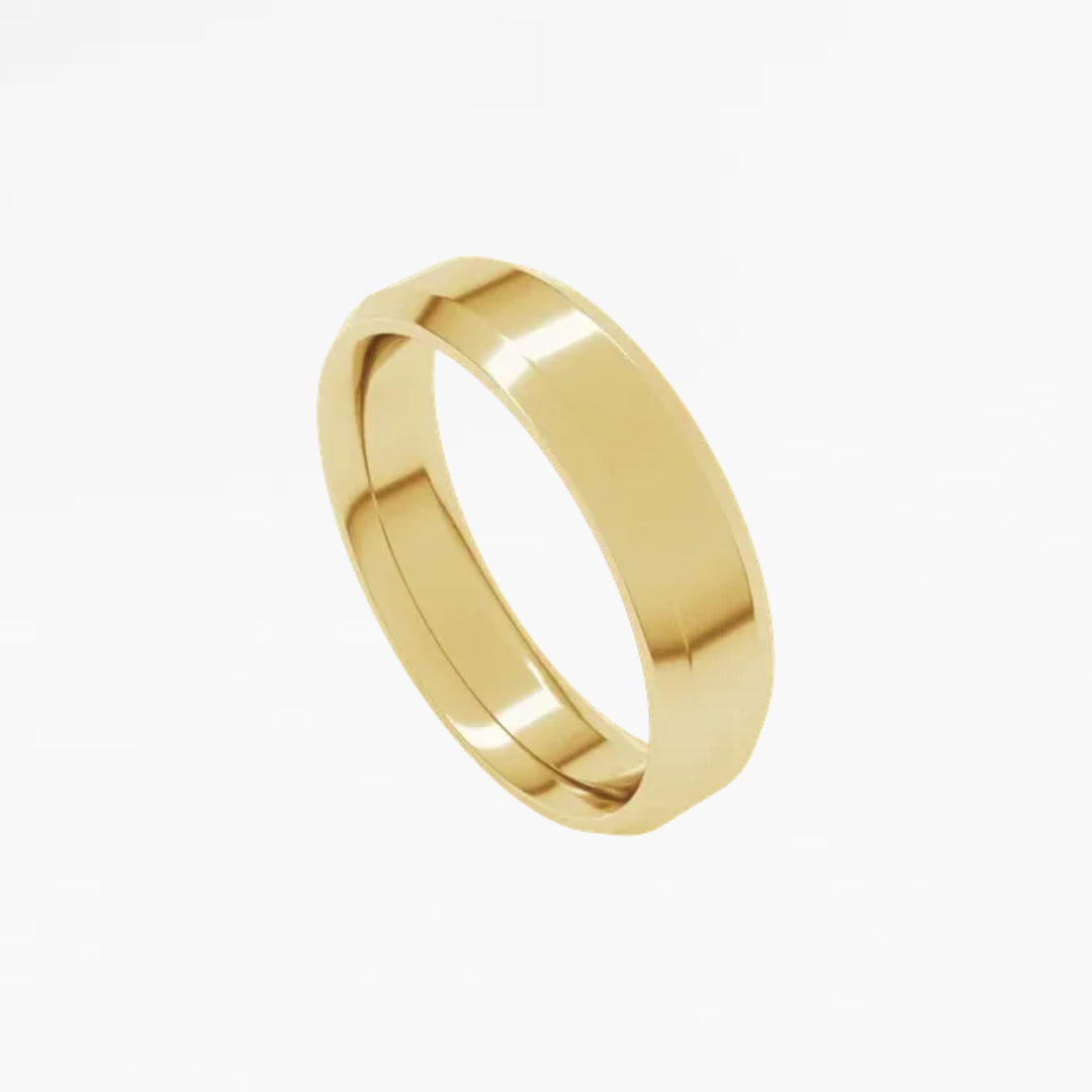 DENZIL I Beveled Edge Wedding Band