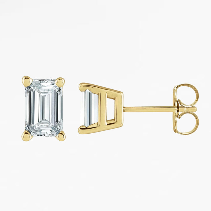 RYCROFT Emerald Cut Diamond Stud Earrings in 14K Yellow Gold