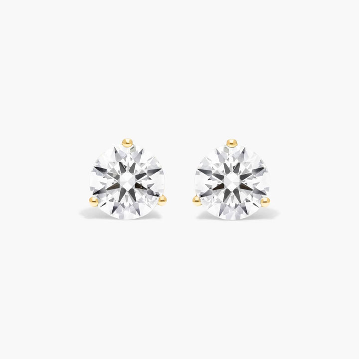 RYCROFT Three Prong Martini Round Brilliant Diamond Stud Earrings