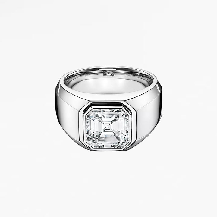 KASLO III Men's Engagement Ring with a Square Emerald-cut Diamond