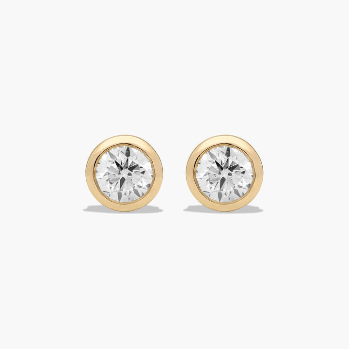 RYCROFT Bezel Round Brilliant Diamond Stud Earrings