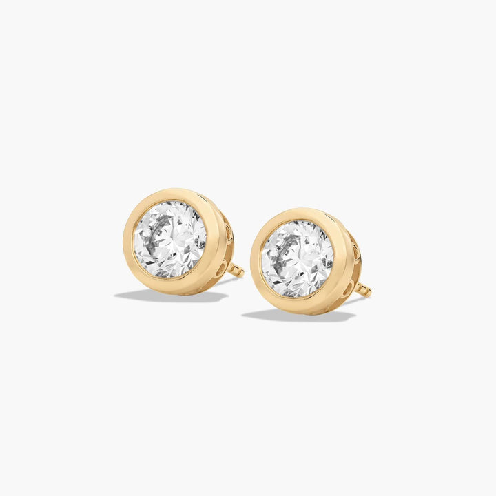 RYCROFT Bezel Round Brilliant Diamond Stud Earrings