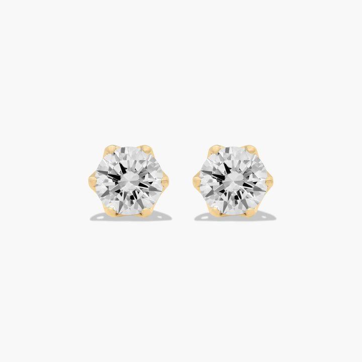 RYCROFT Scallop Basket Round Brilliant Diamond Stud Earrings