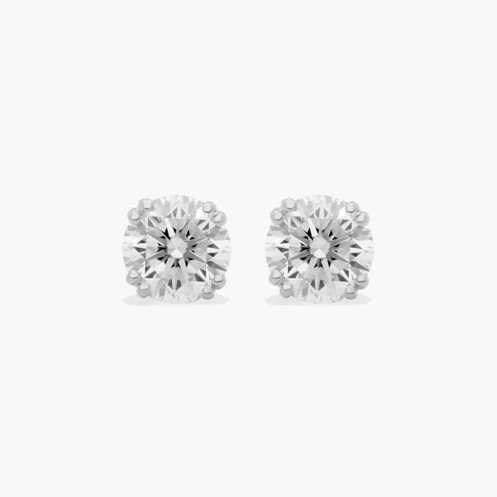 RYCROFT Double Prong Round Brilliant Diamond Stud Earrings