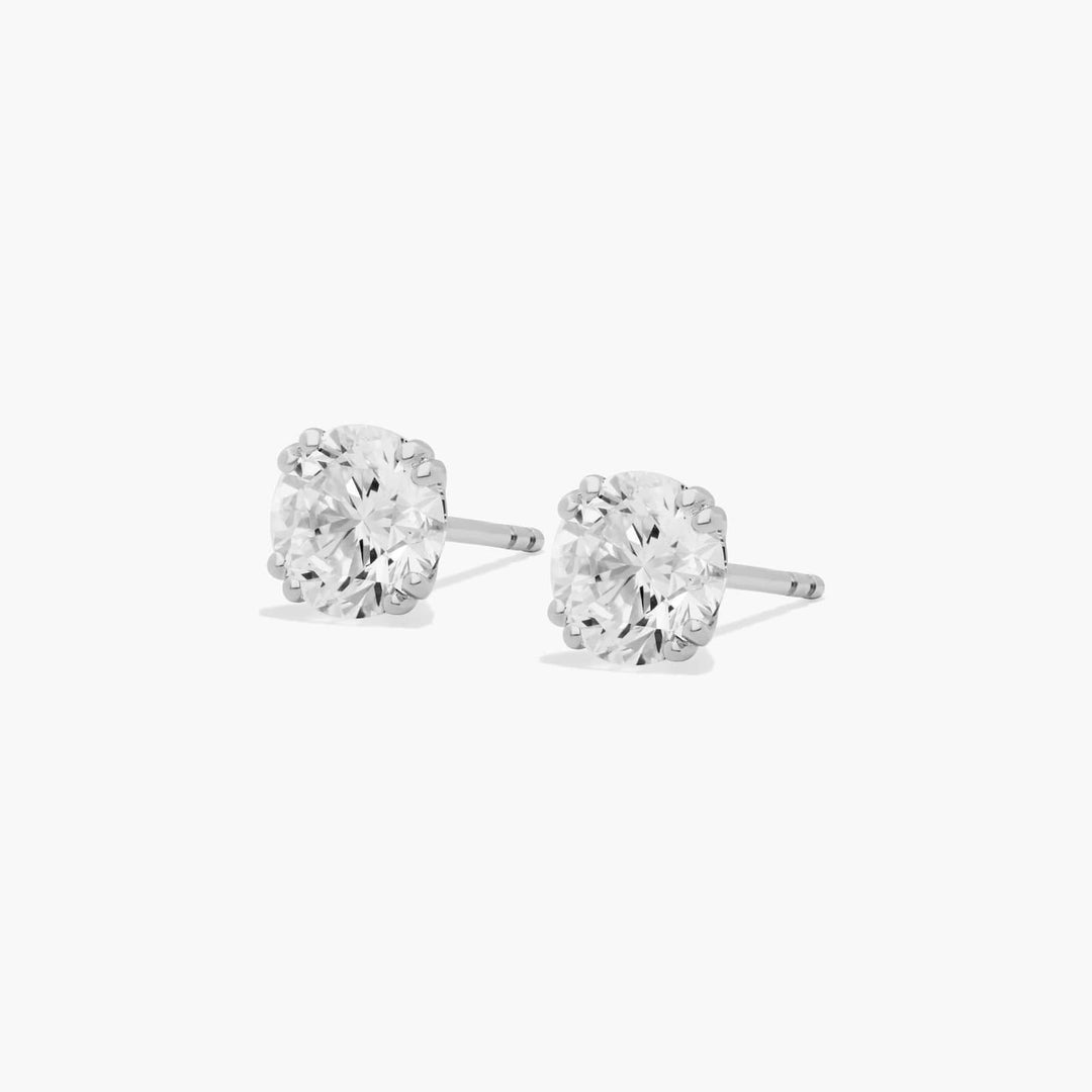 RYCROFT Double Prong Round Brilliant Diamond Stud Earrings
