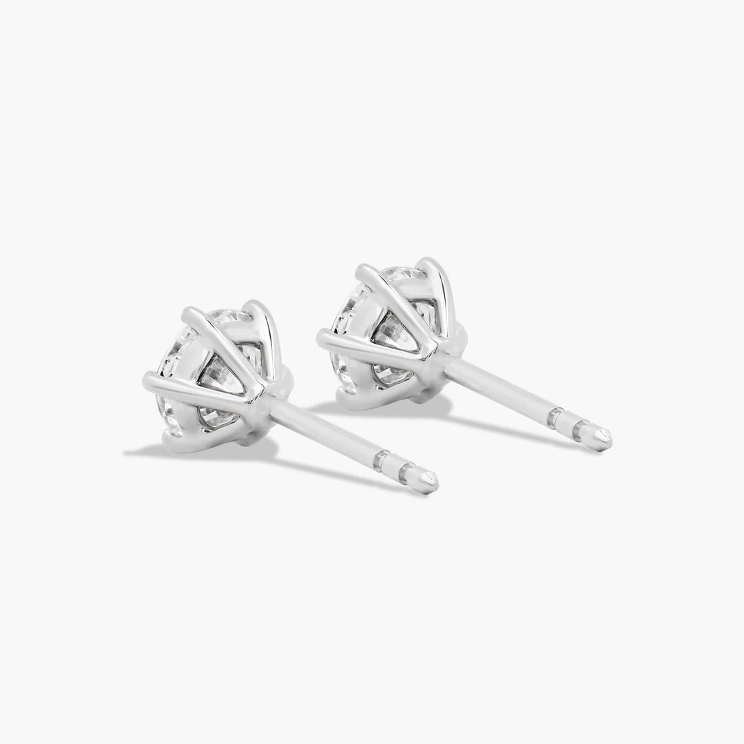 Six Prong Round Brilliant Diamond Stud Earrings