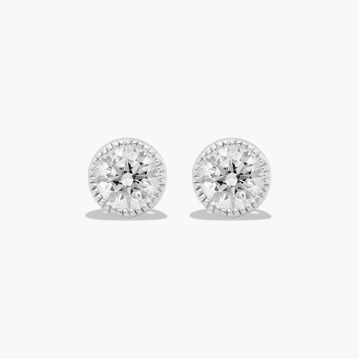 RYCROFT Milgrain Bezel Round Brilliant Diamond Stud Earrings