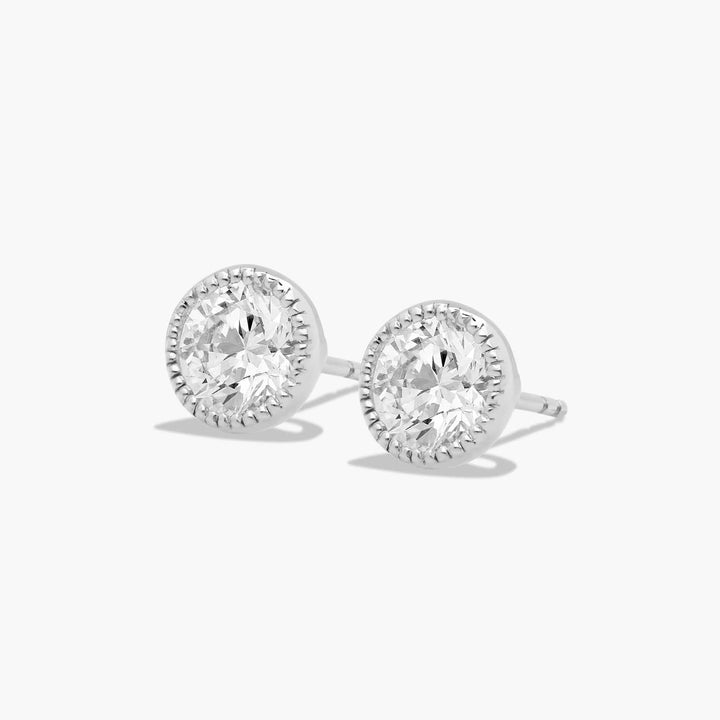 RYCROFT Milgrain Bezel Round Brilliant Diamond Stud Earrings