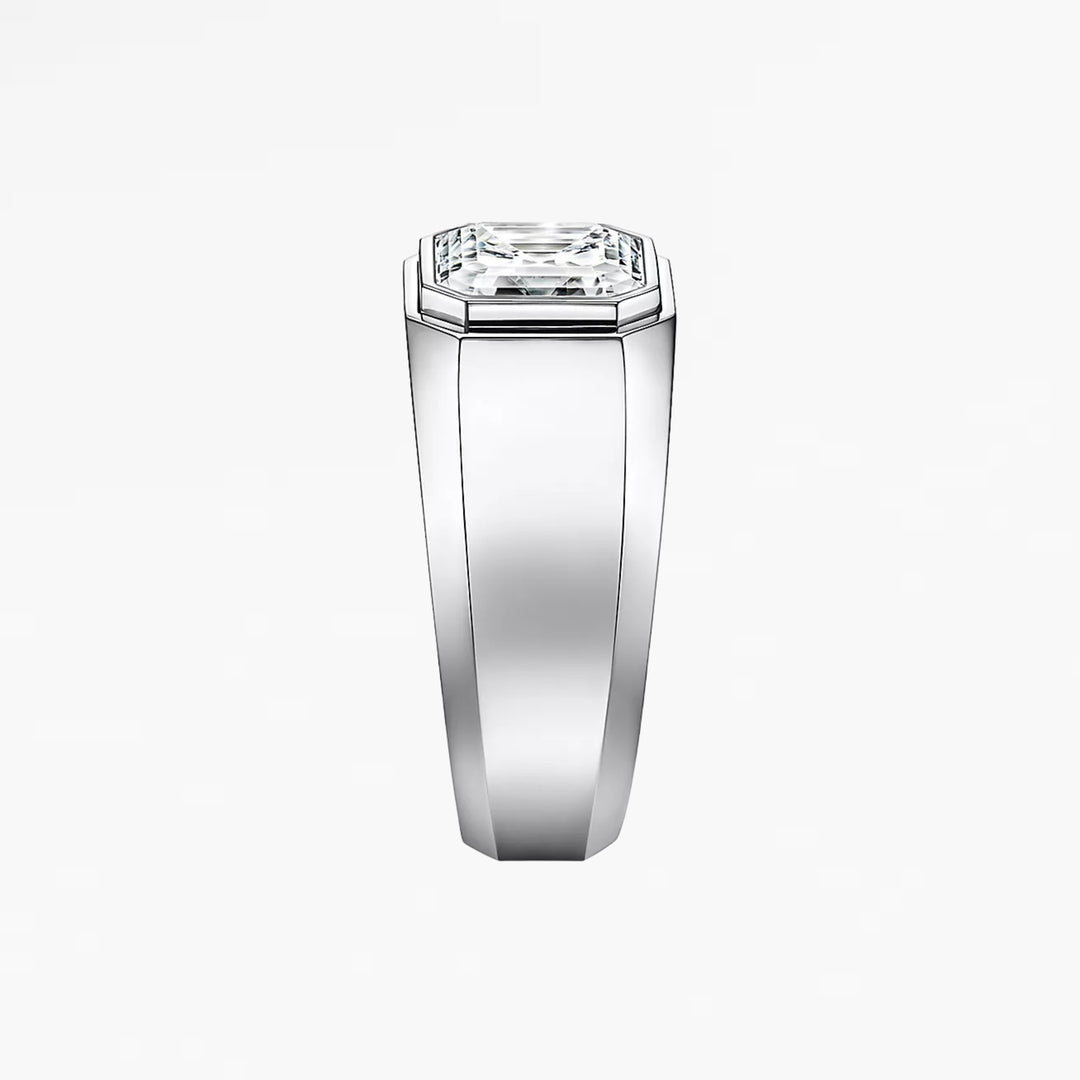 KASLO III Men's Engagement Ring with a Square Emerald-cut Diamond