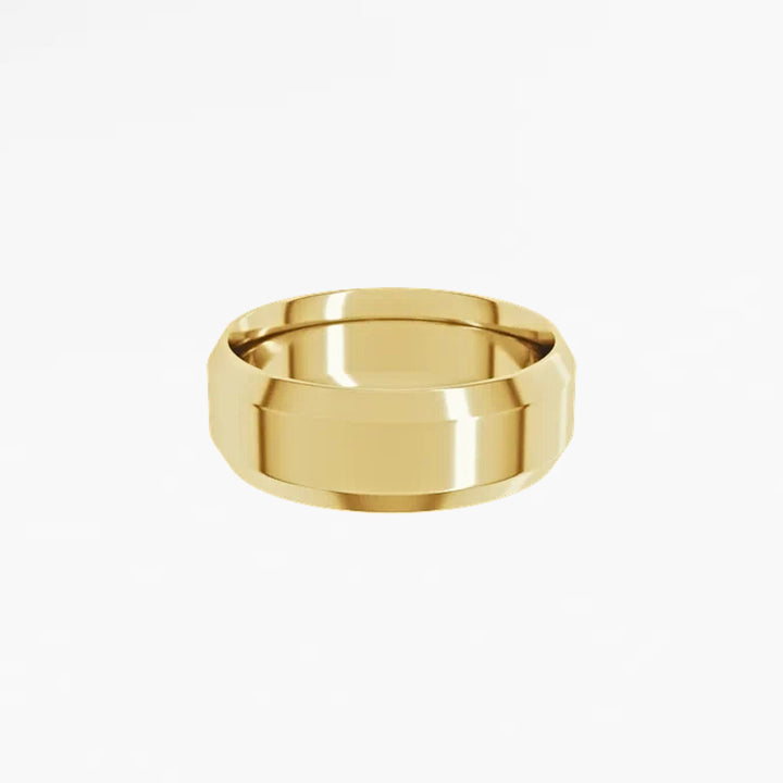DENZIL I Beveled Edge Wedding Band