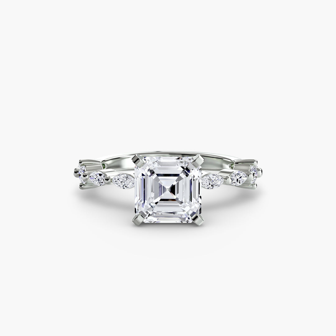 ELVINA II Diamond Engagement Ring with a Diamond Band