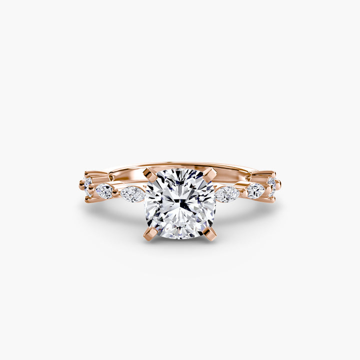 ELVINA II Diamond Engagement Ring with a Diamond Band