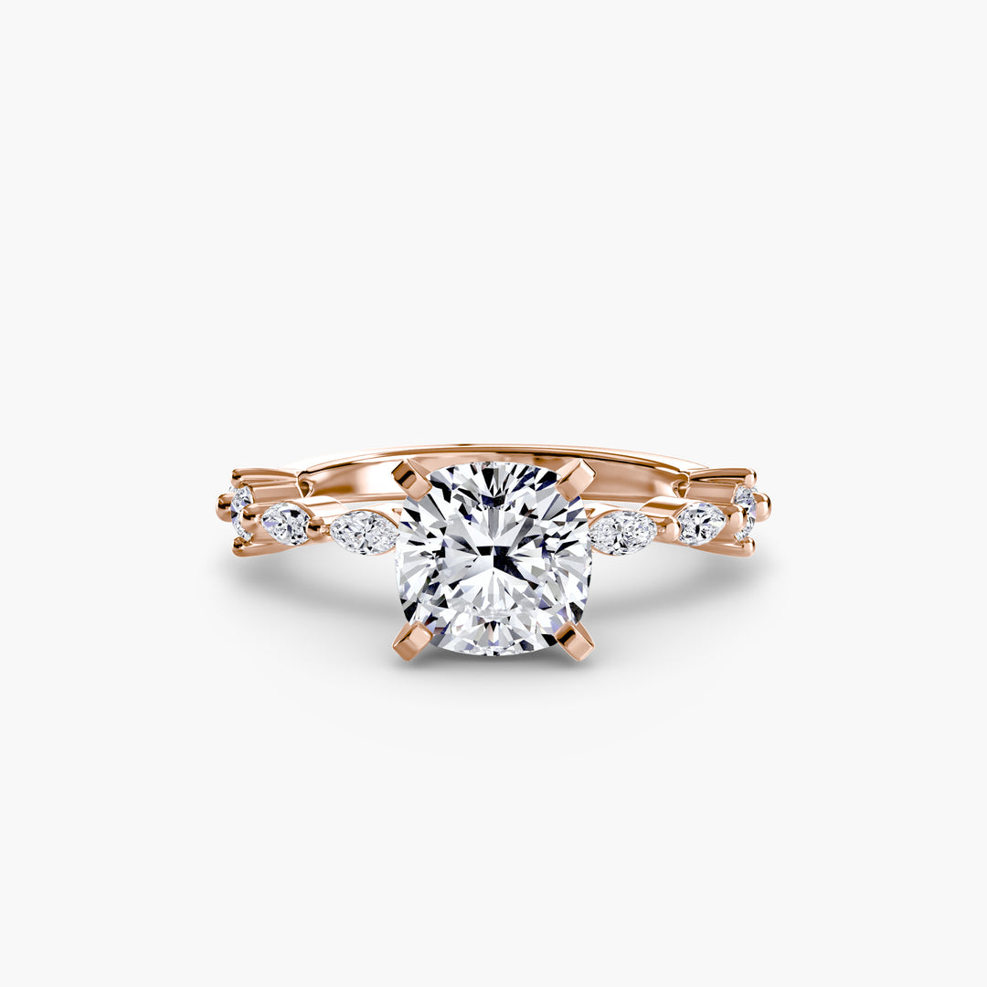 ELVINA II Diamond Engagement Ring with a Diamond Band