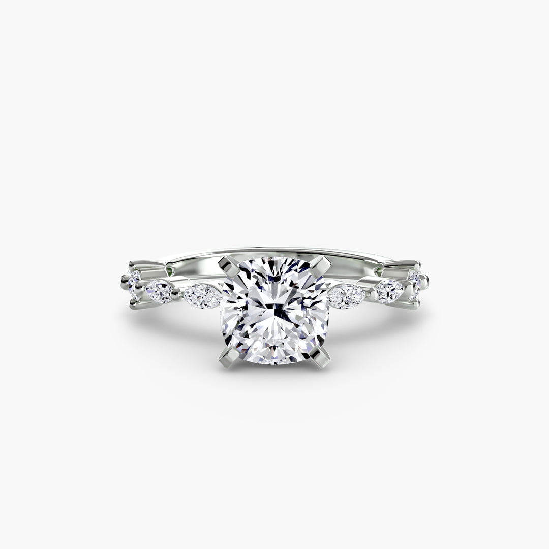 ELVINA II Diamond Engagement Ring with a Diamond Band