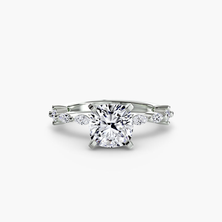 ELVINA II Diamond Engagement Ring with a Diamond Band