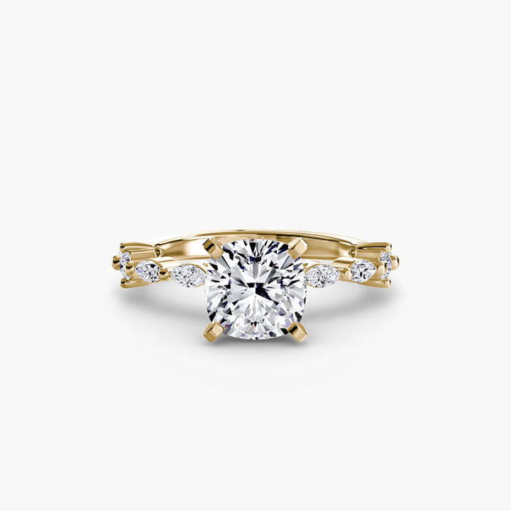 ELVINA II Diamond Engagement Ring with a Diamond Band
