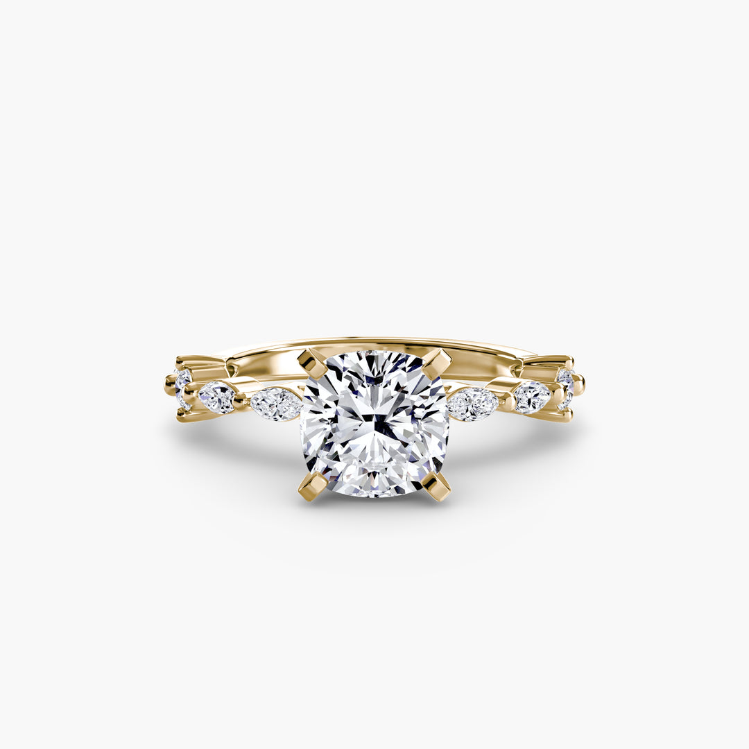ELVINA II Diamond Engagement Ring with a Diamond Band