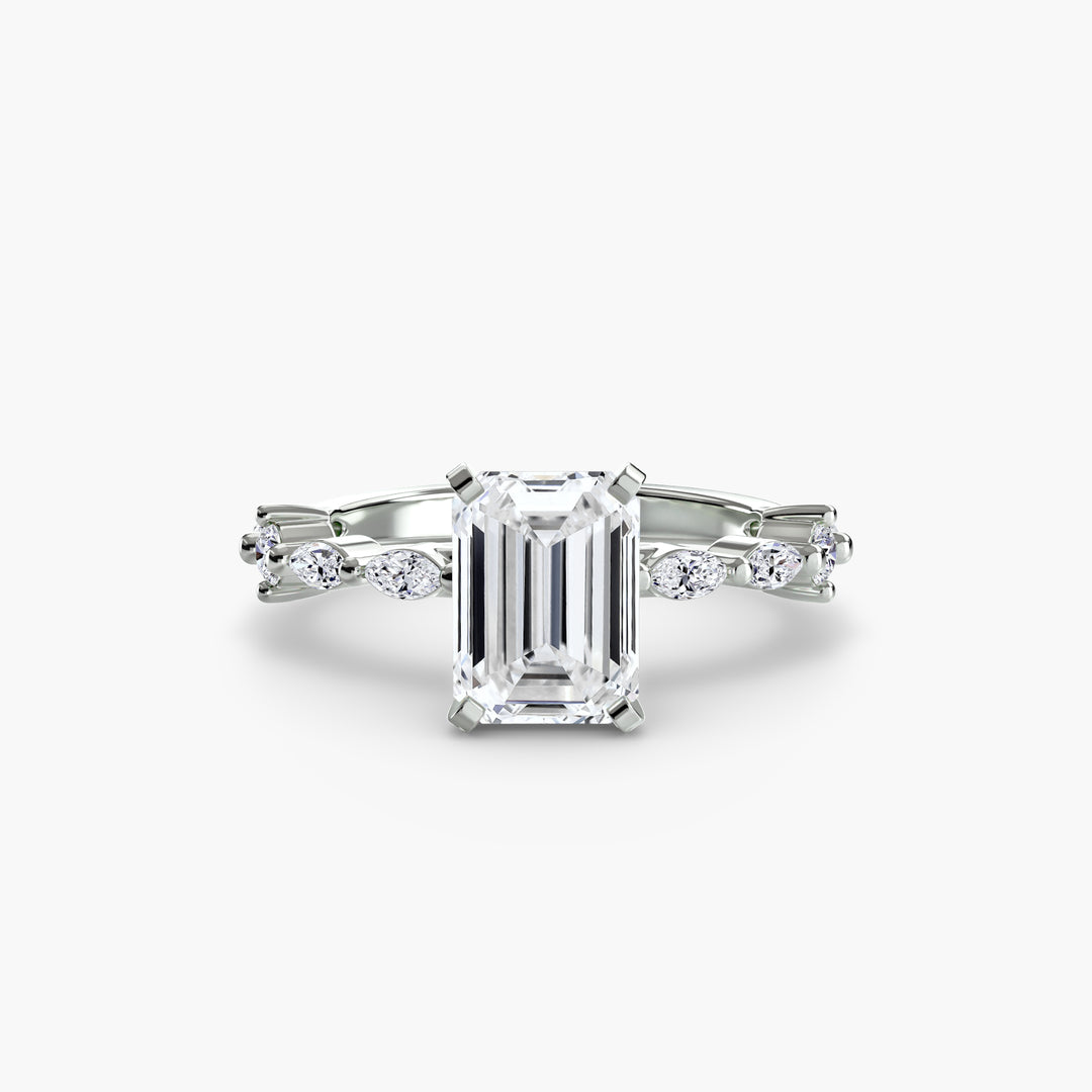 ELVINA II Diamond Engagement Ring with a Diamond Band