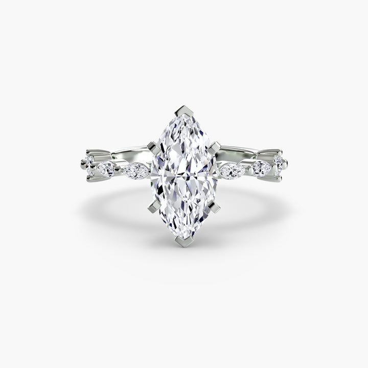 ELVINA II Diamond Engagement Ring with a Diamond Band