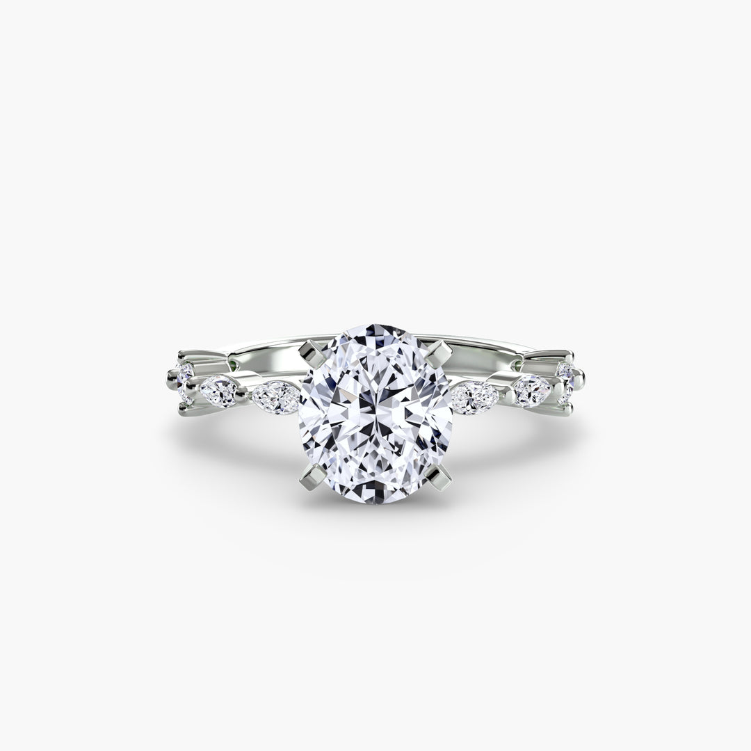 ELVINA II Diamond Engagement Ring with a Diamond Band