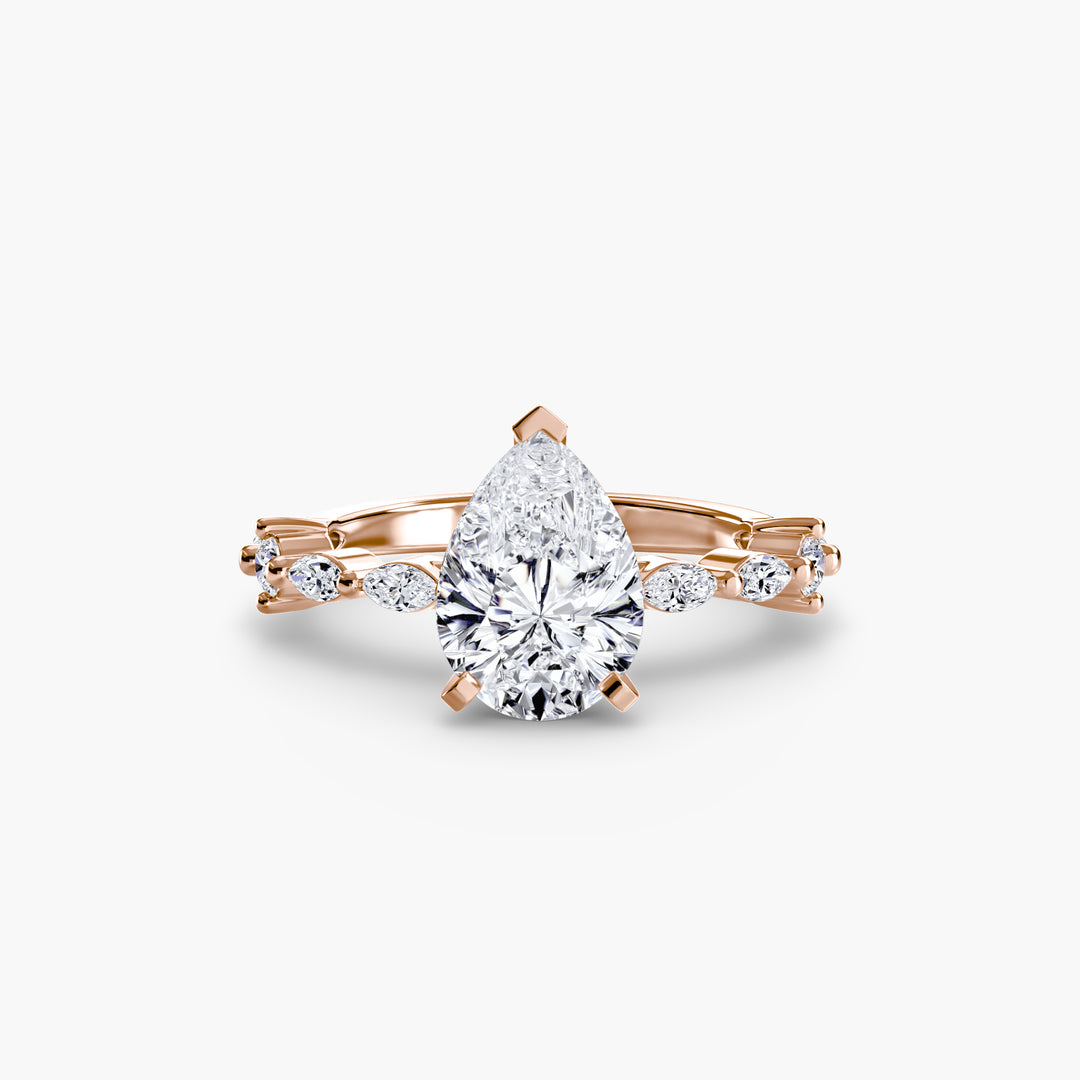 ELVINA II Diamond Engagement Ring with a Diamond Band
