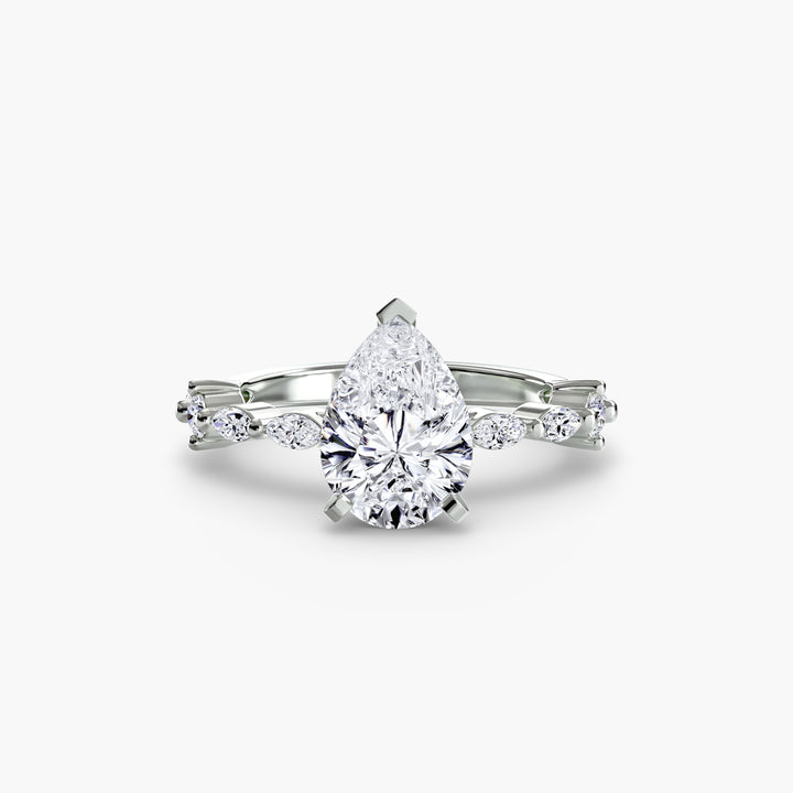 ELVINA II Diamond Engagement Ring with a Diamond Band