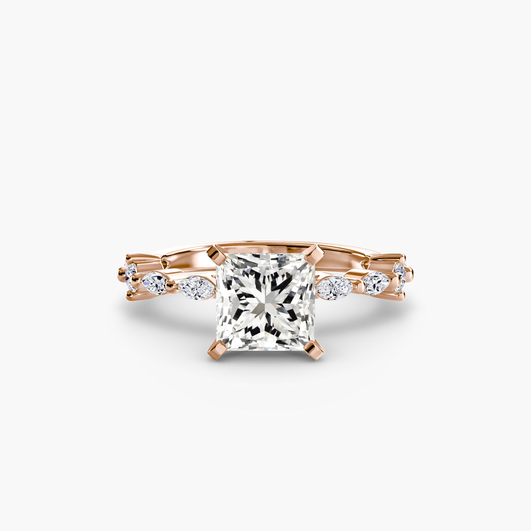 ELVINA II Diamond Engagement Ring with a Diamond Band