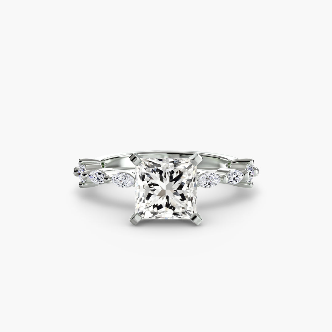 ELVINA II Diamond Engagement Ring with a Diamond Band