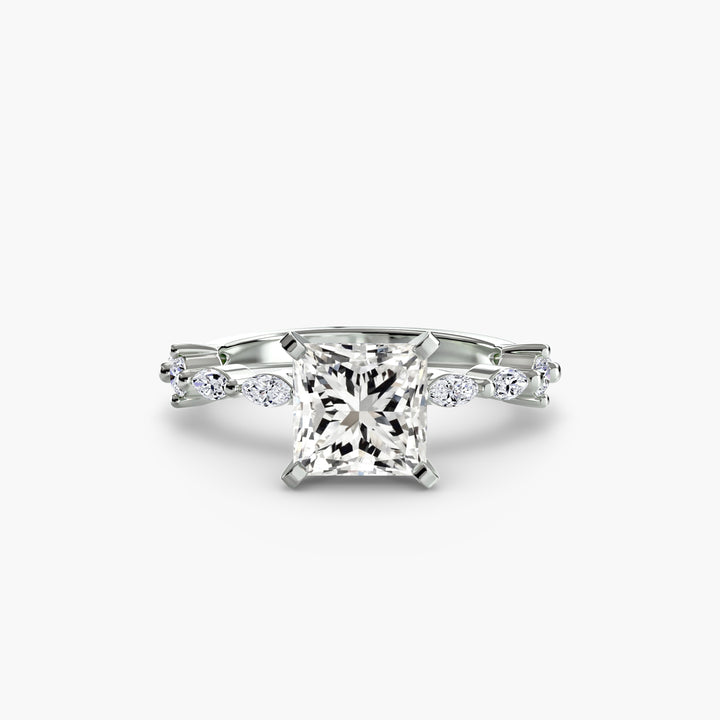 ELVINA II Diamond Engagement Ring with a Diamond Band