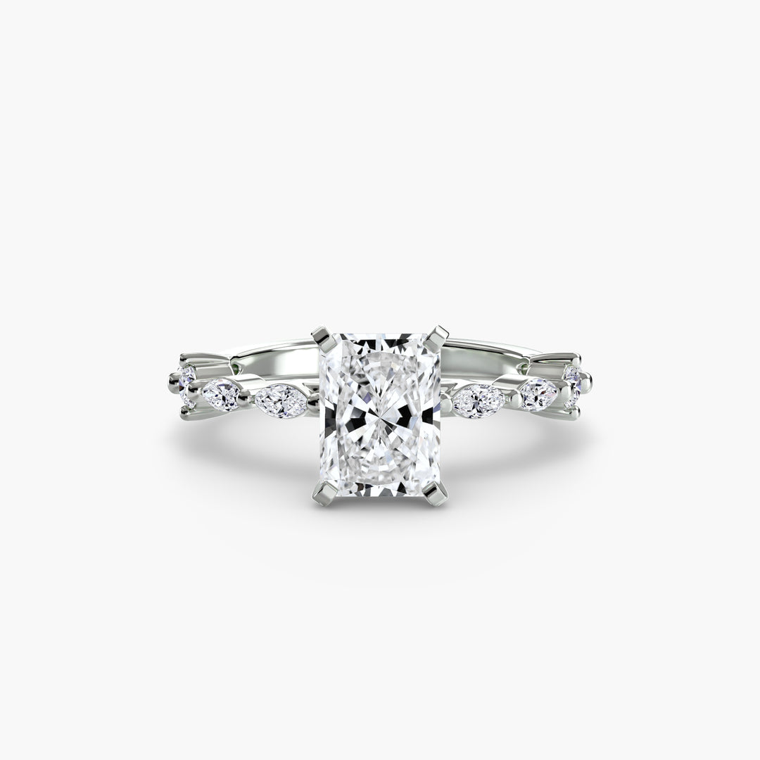 ELVINA II Diamond Engagement Ring with a Diamond Band