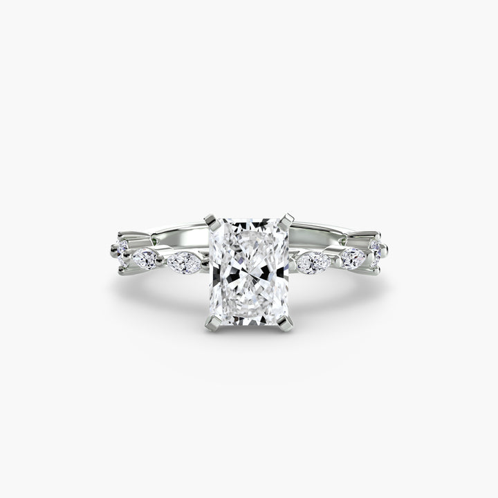 ELVINA II Diamond Engagement Ring with a Diamond Band