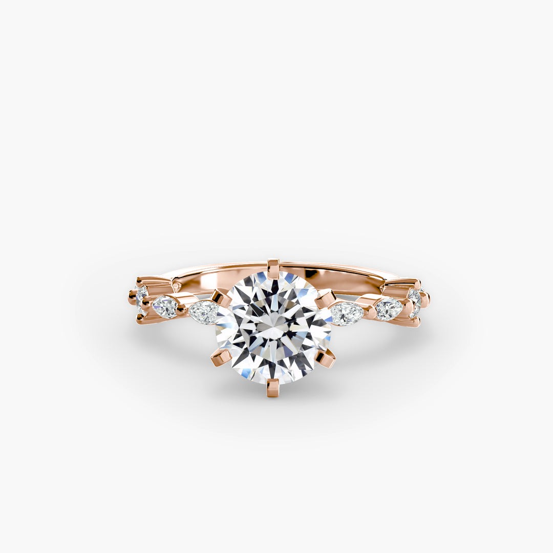 ELVINA II Diamond Engagement Ring with a Diamond Band