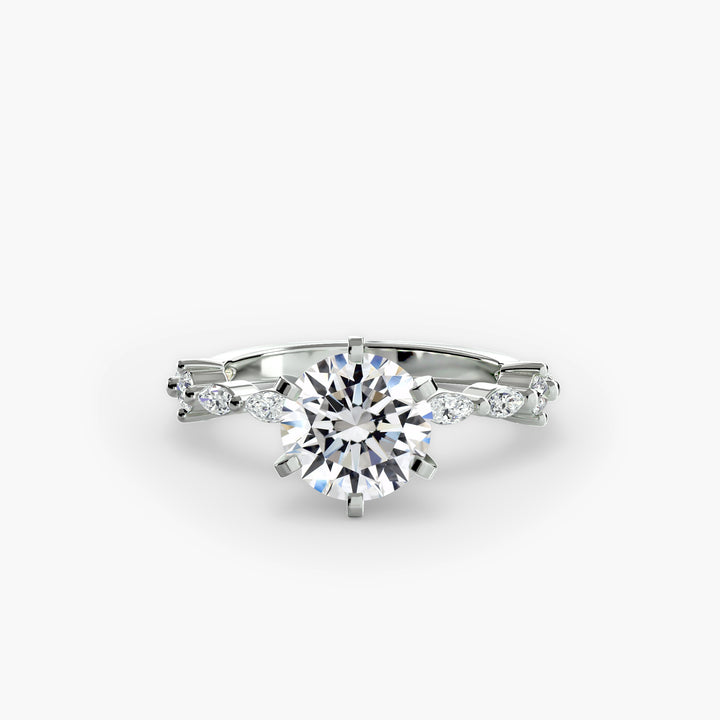 ELVINA II Diamond Engagement Ring with a Diamond Band