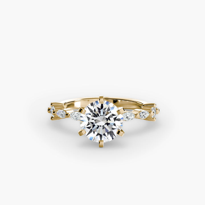 ELVINA II Diamond Engagement Ring with a Diamond Band