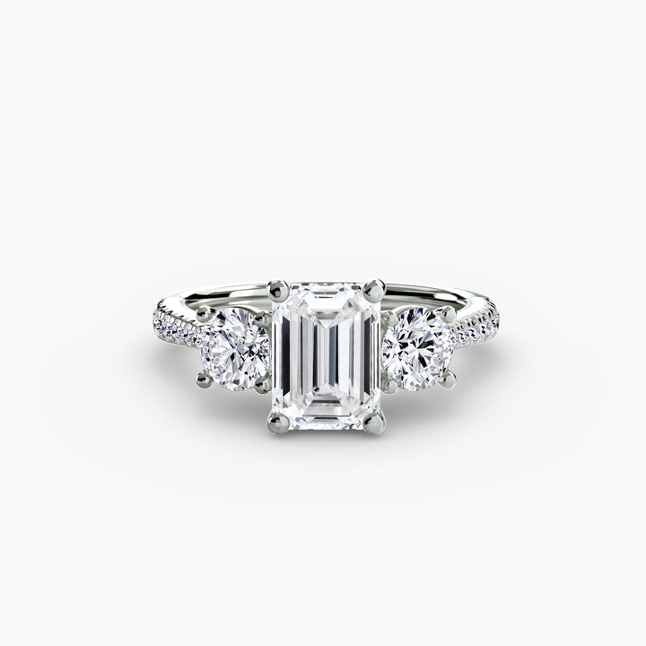 BROMONT IV Three Stone Diamond Engagement Ring with a Diamond Band