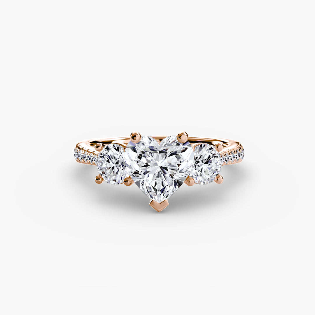 BROMONT IV Three Stone Diamond Engagement Ring with a Diamond Band
