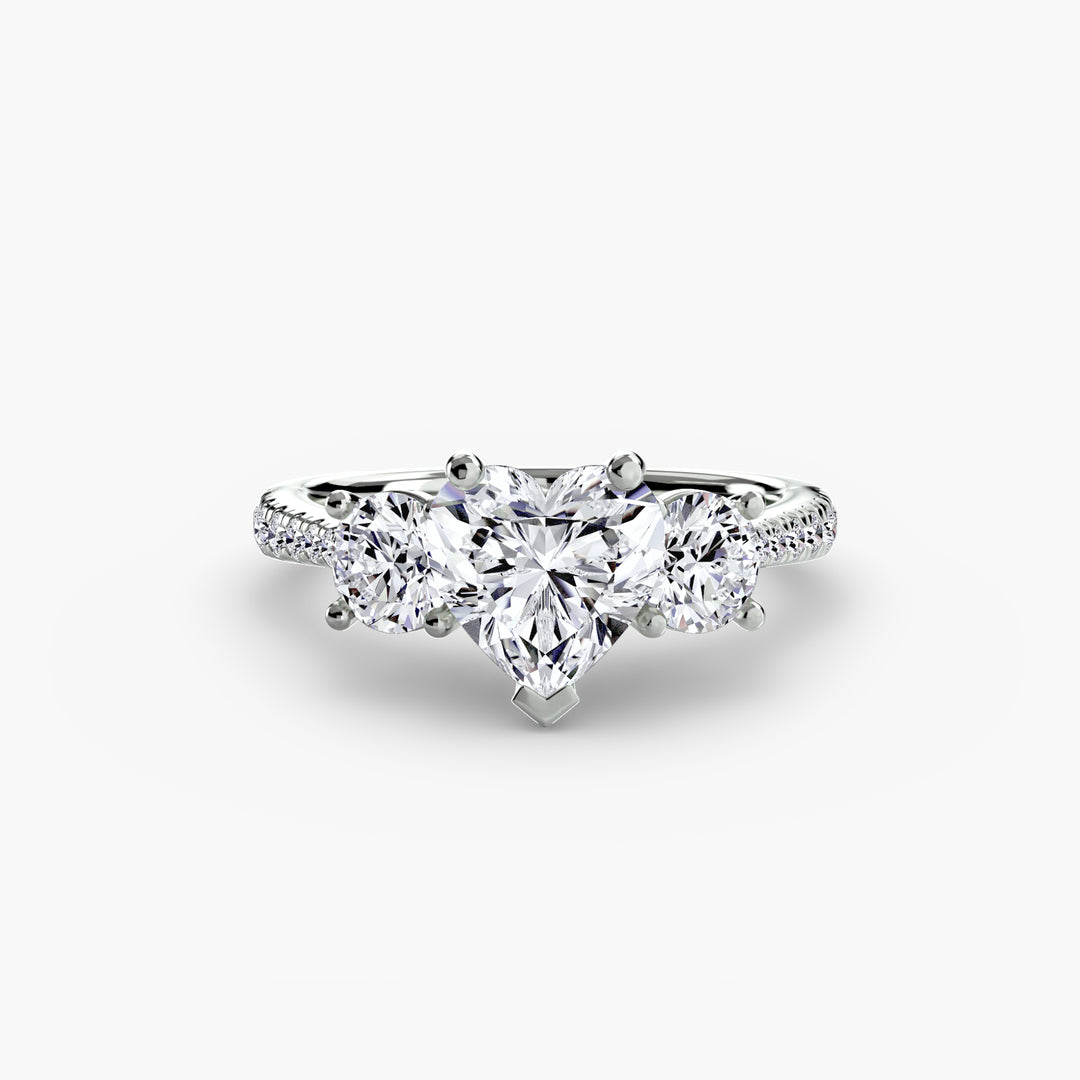 BROMONT IV Three Stone Diamond Engagement Ring with a Diamond Band