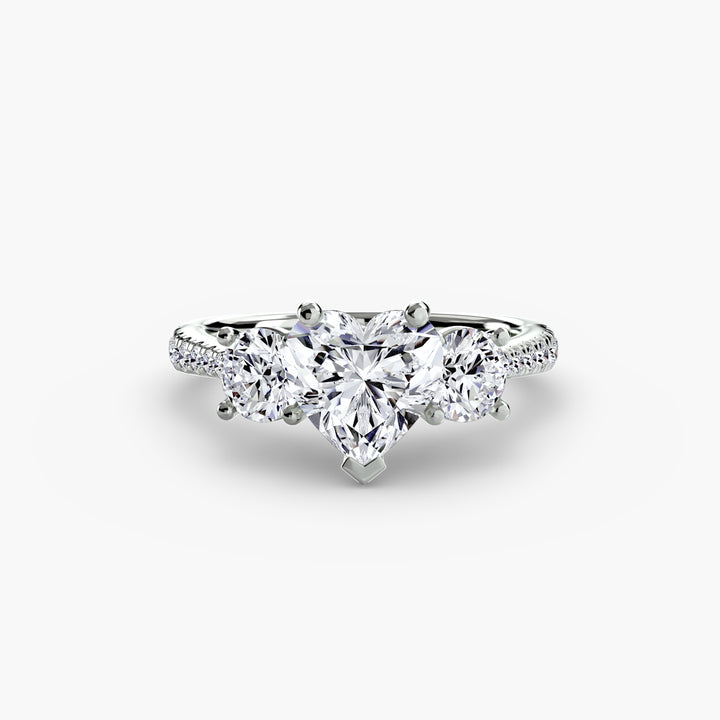 BROMONT IV Three Stone Diamond Engagement Ring with a Diamond Band