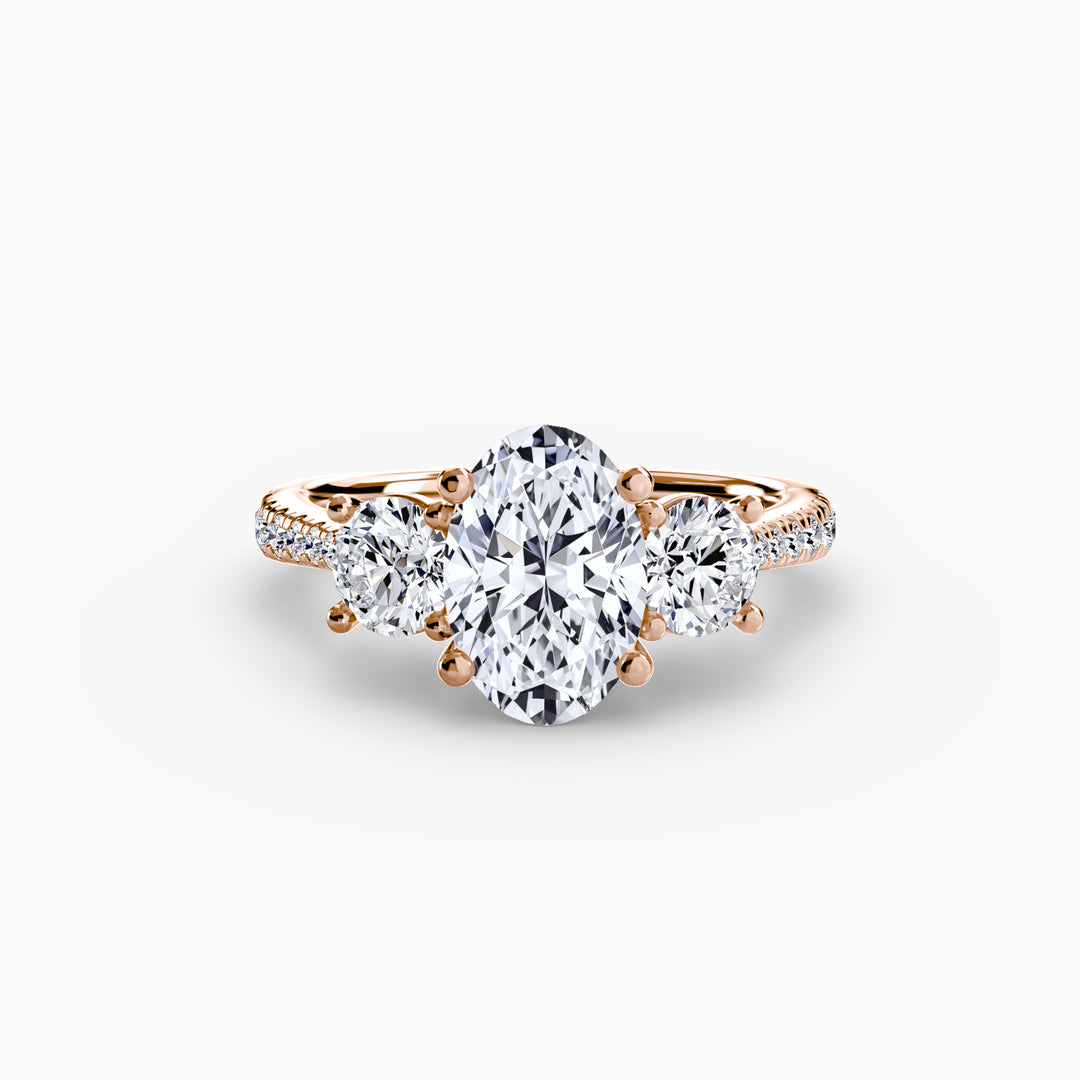 BROMONT IV Three Stone Diamond Engagement Ring with a Diamond Band
