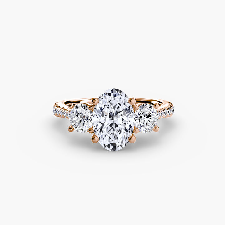 BROMONT IV Three Stone Diamond Engagement Ring with a Diamond Band