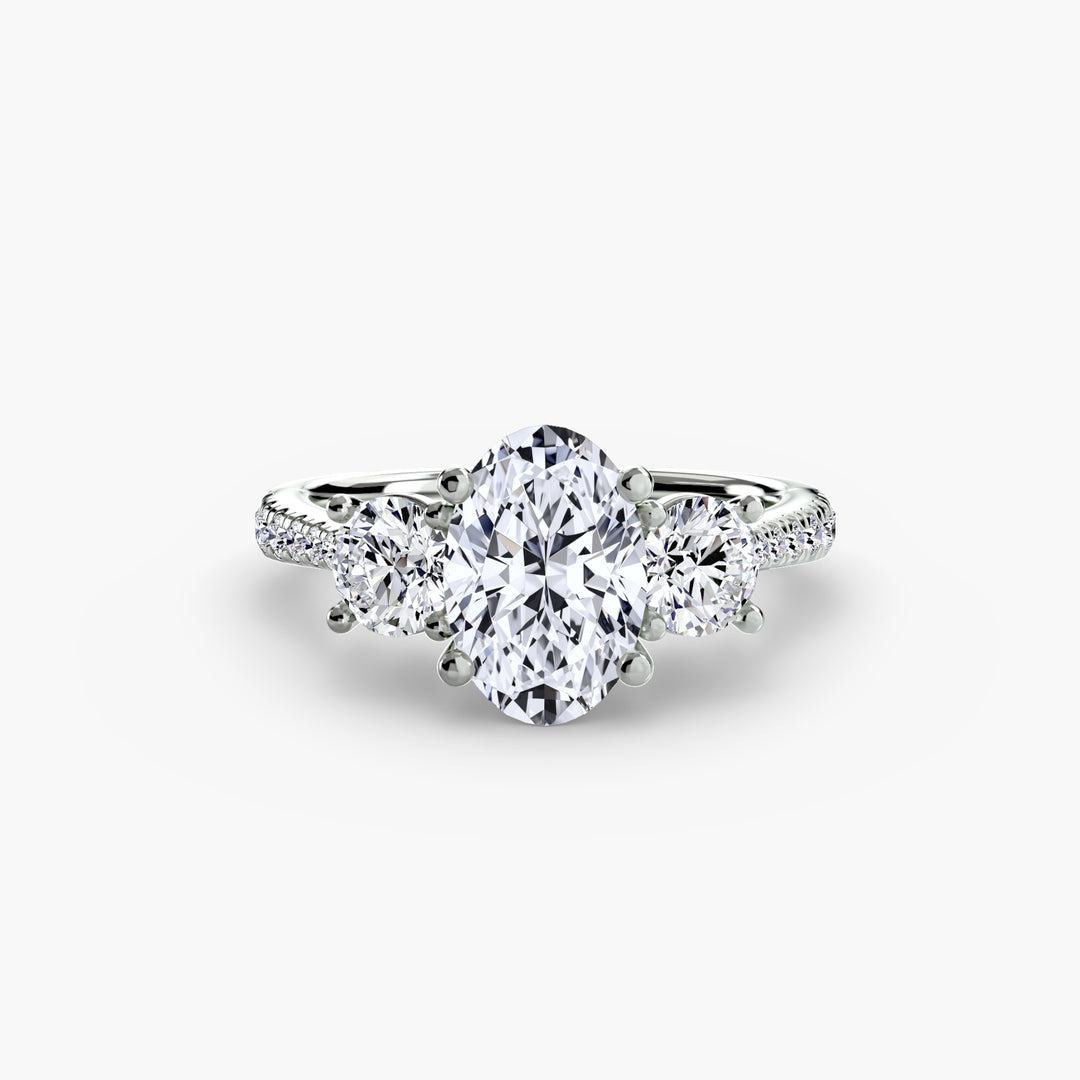BROMONT IV Three Stone Diamond Engagement Ring with a Diamond Band