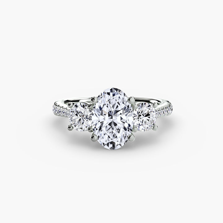 BROMONT IV Three Stone Diamond Engagement Ring with a Diamond Band