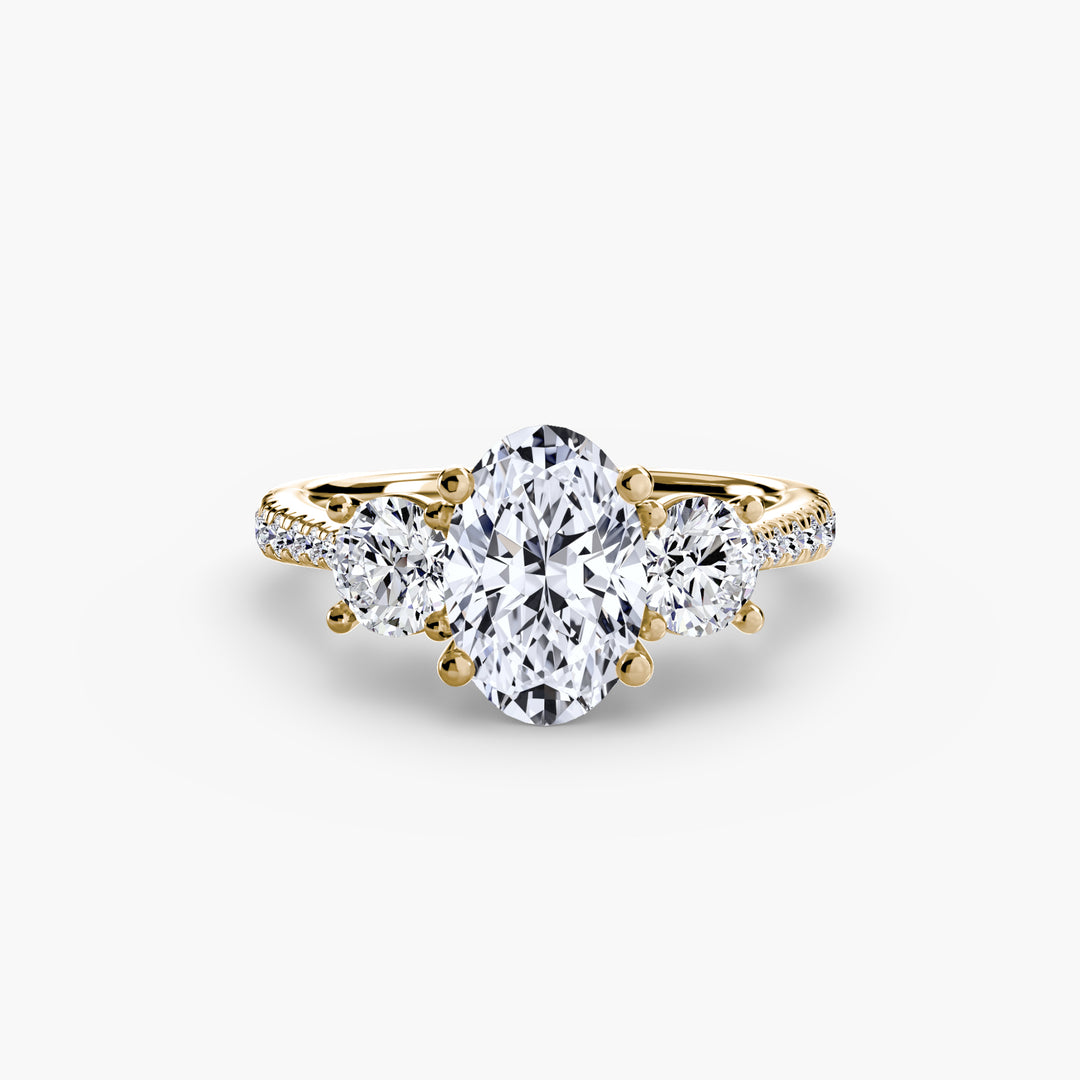 BROMONT IV Three Stone Diamond Engagement Ring with a Diamond Band
