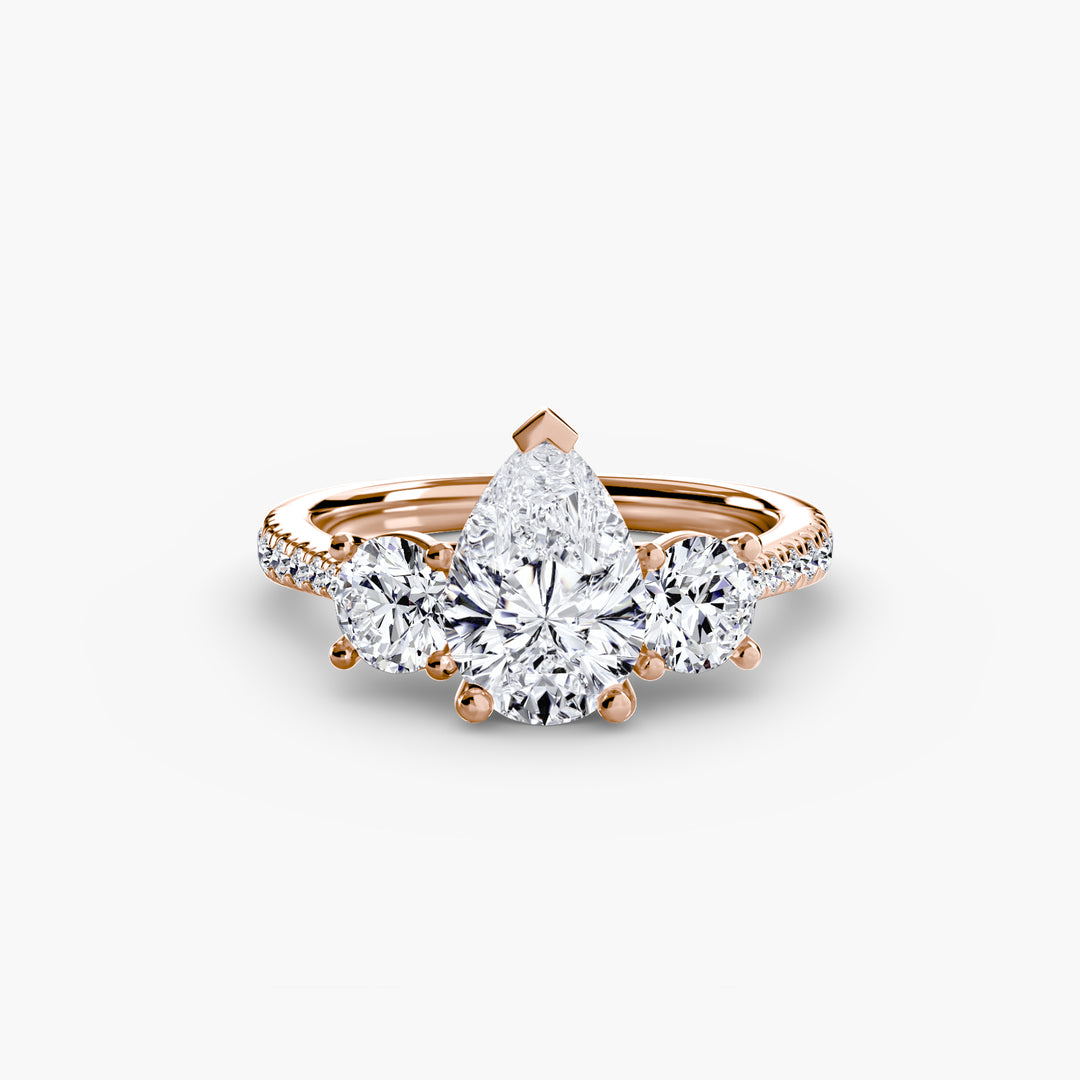 BROMONT IV Three Stone Diamond Engagement Ring with a Diamond Band