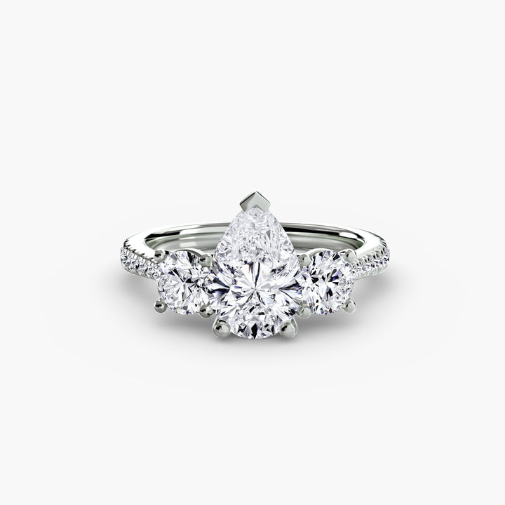 BROMONT IV Three Stone Diamond Engagement Ring with a Diamond Band
