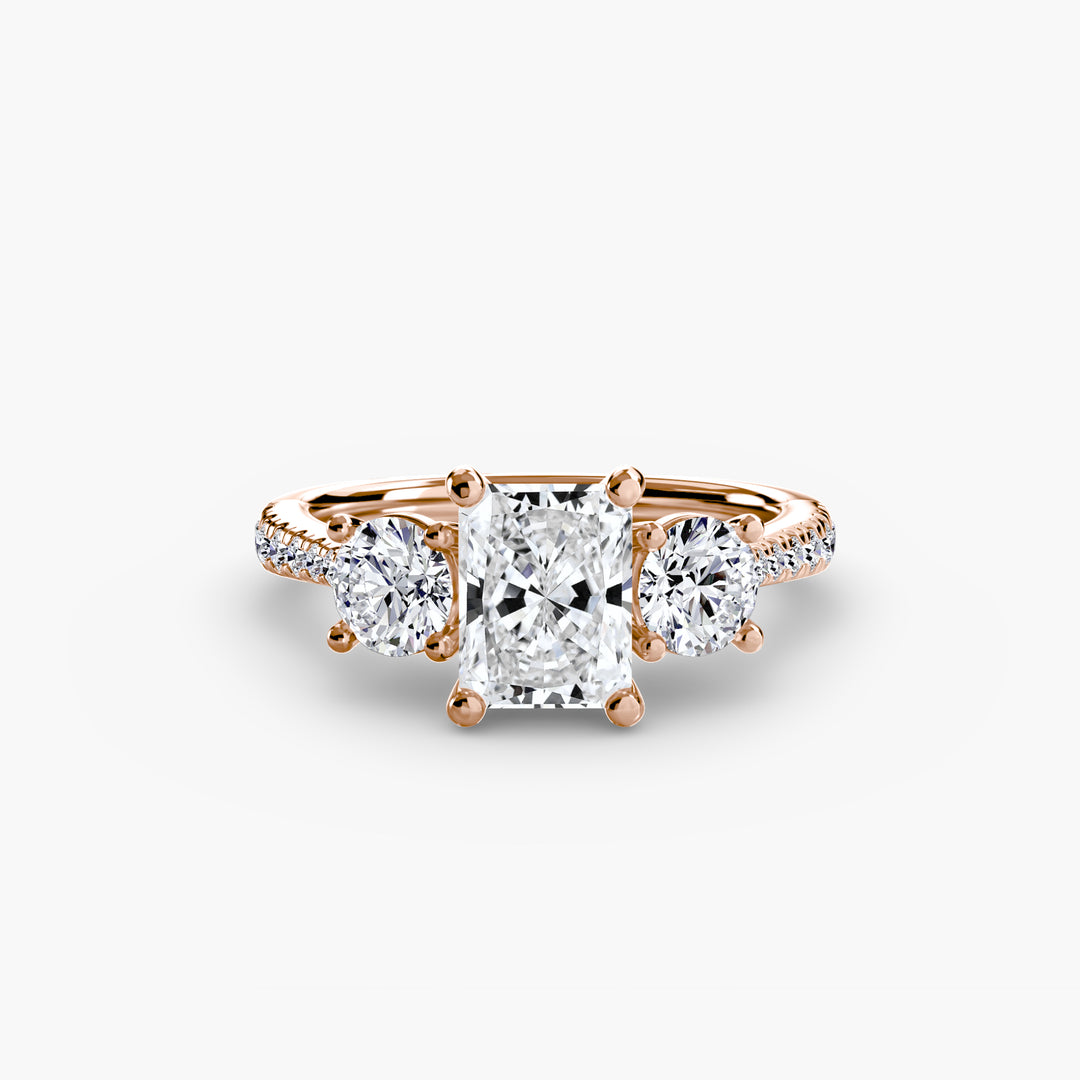 BROMONT IV Three Stone Diamond Engagement Ring with a Diamond Band