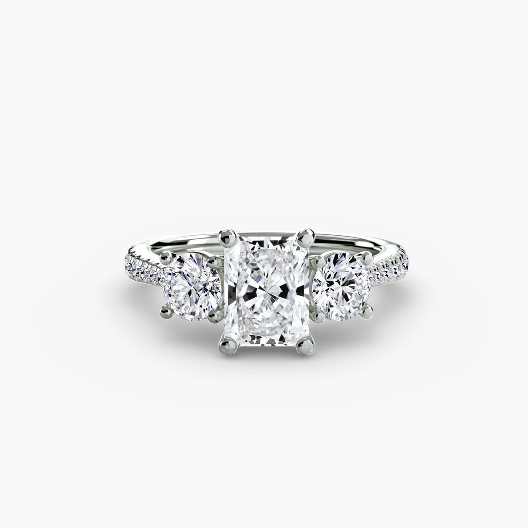 BROMONT IV Three Stone Diamond Engagement Ring with a Diamond Band