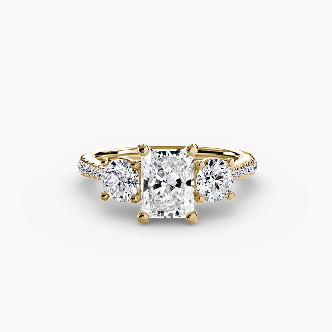 BROMONT IV Three Stone Diamond Engagement Ring with a Diamond Band