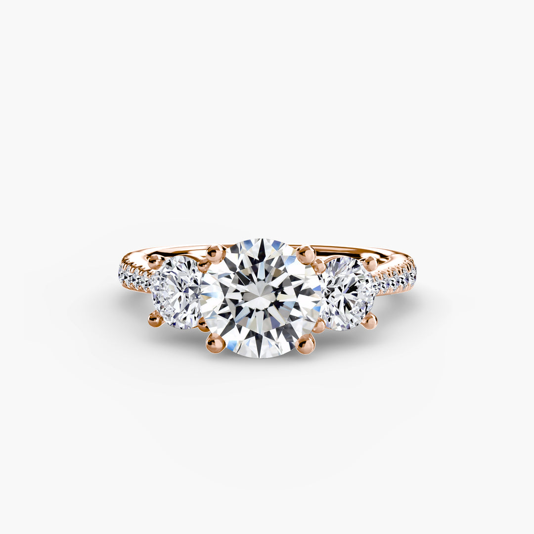 BROMONT IV Three Stone Diamond Engagement Ring with a Diamond Band